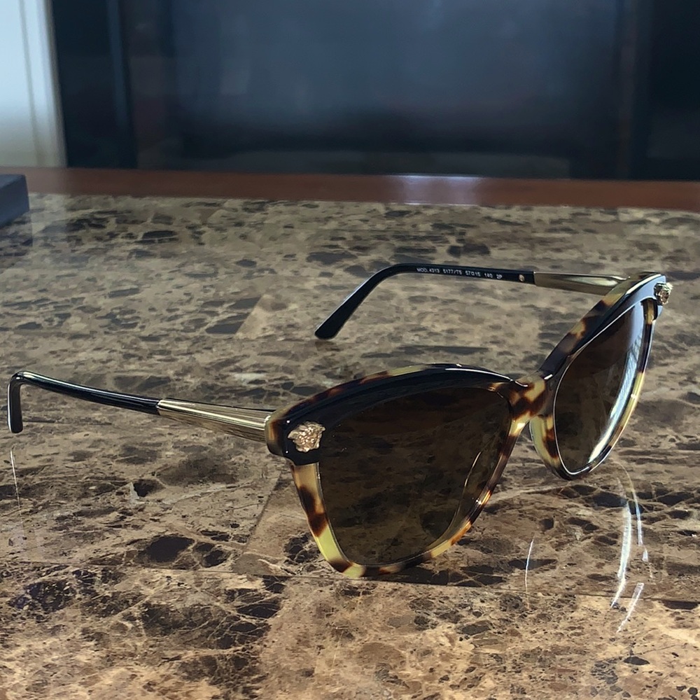 Versace Brown Leopard Cat Eye Sunglasses